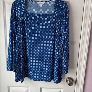 Liz Claiborne Navy Star Print Blouse